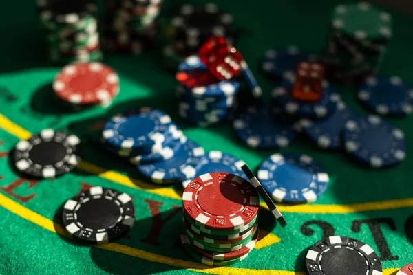 Close-up of three dice showing different number combinations